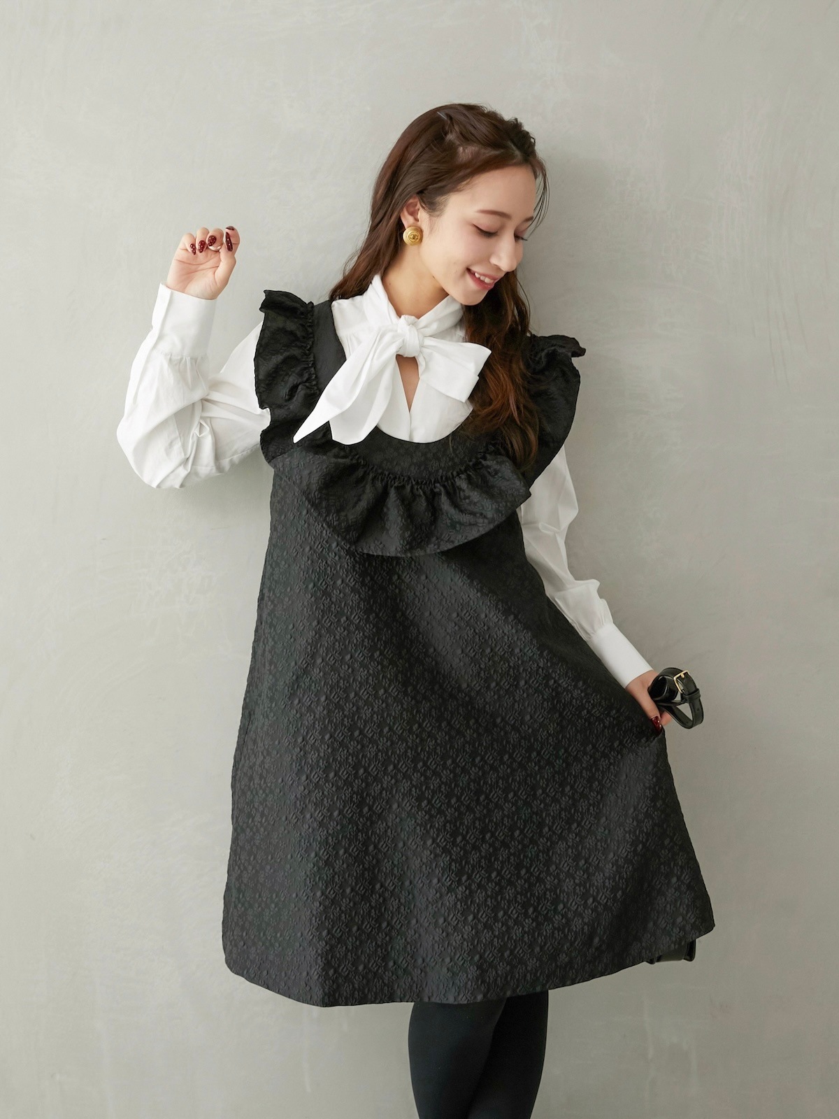 ジャガードフリルミニワンピース【残りわずか】