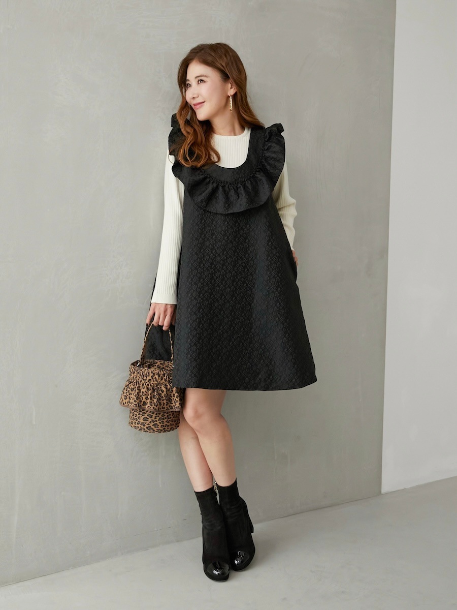 ジャガードフリルミニワンピース【残りわずか】