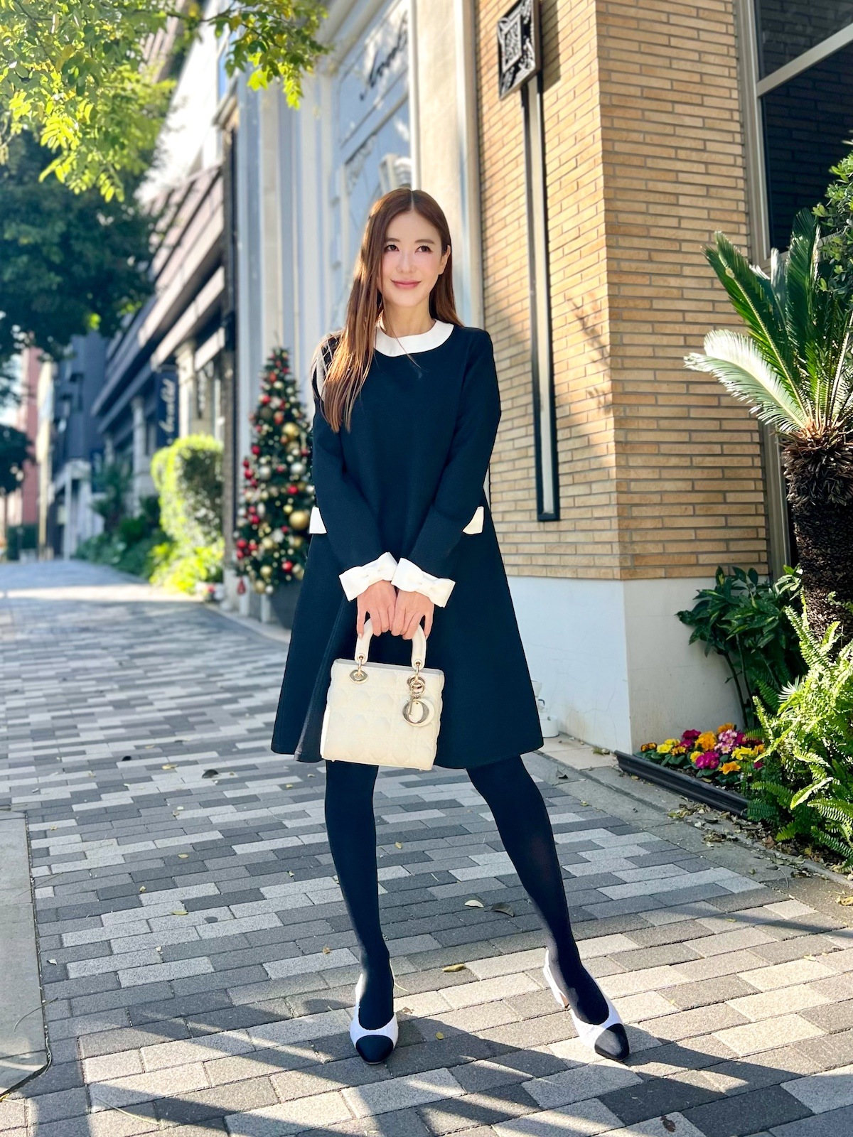 バイカラーリボンワンピース