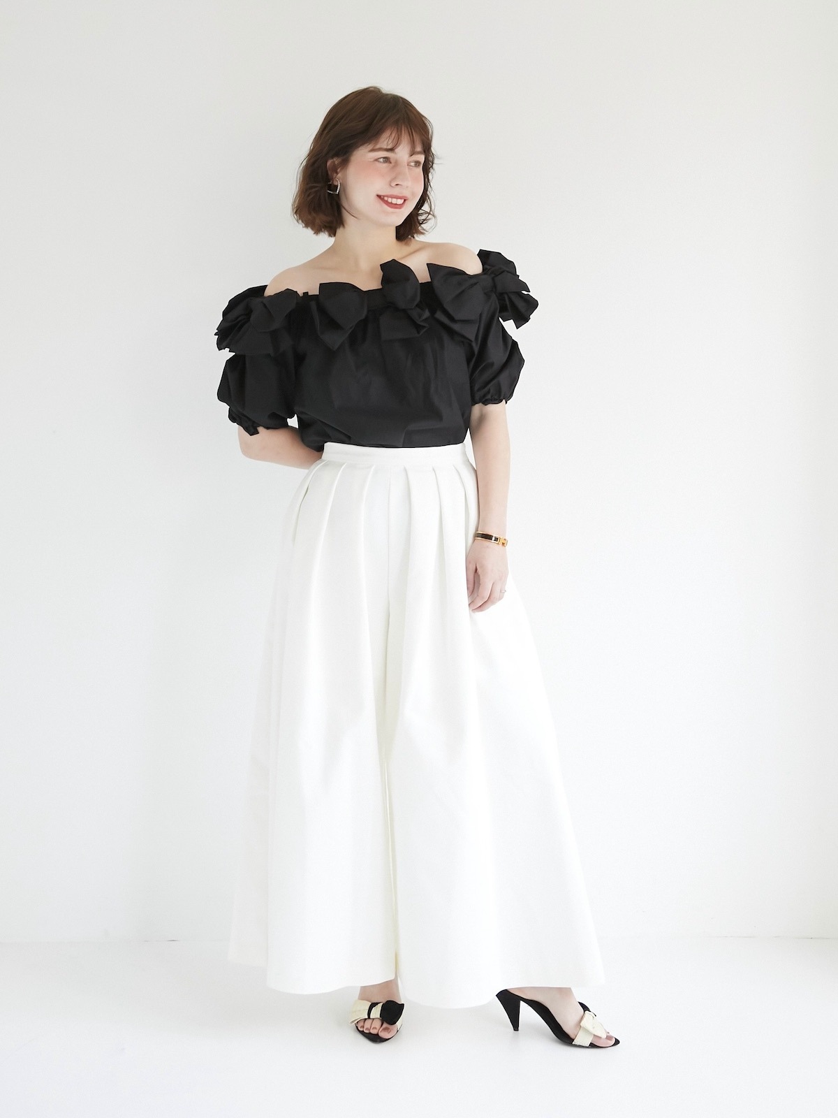 Obli リボンオフショルダートップス オフショルリボンブラウス【残り1点】 | ALL | OBLI