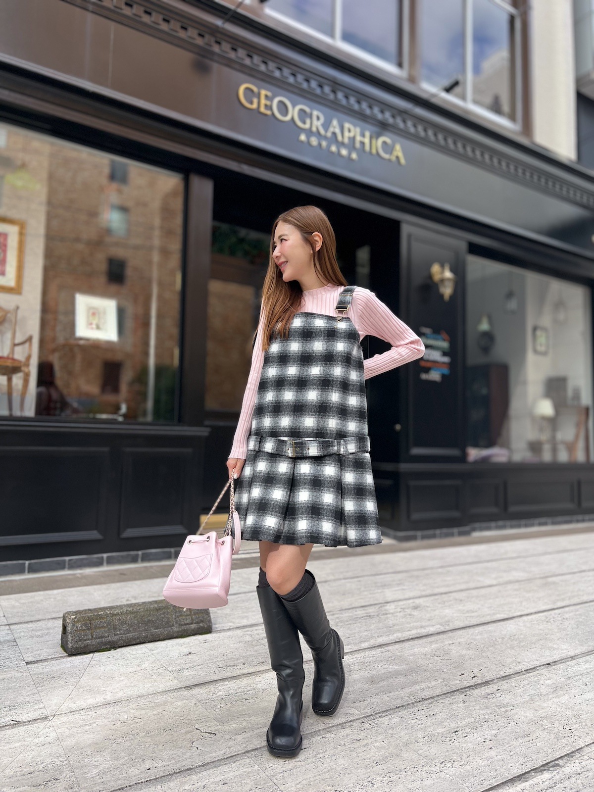 チェックロンパースワンピース【残り1点】