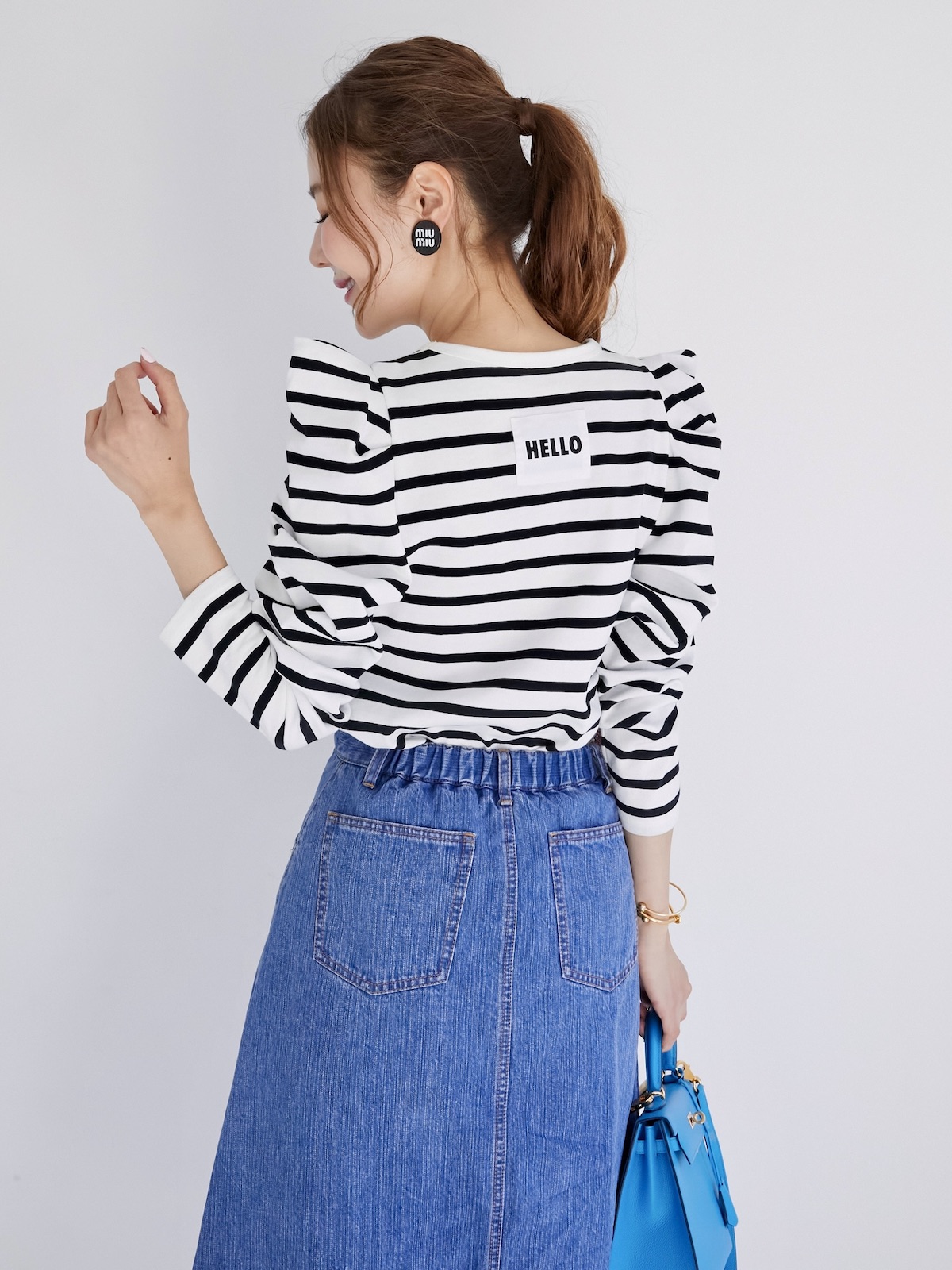 OBLI オブリ ボーダーカットソー ネイビー トップス 美品 - メルカリ