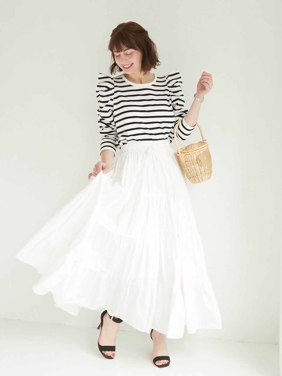 一度のみ着用✳︎ obli✳︎パワーショルダーボーダーカットソー　オブリ パワーショルダーボーダーカットソー | ALL ITEM | OBLI