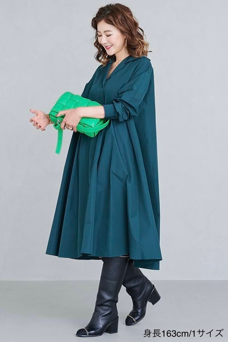 ブロードシャツワンピース/グリーン | DRESS | OBLI