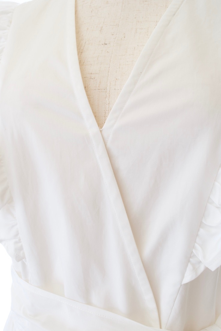 Vネックフリルコットンワンピース | DRESS | OBLI