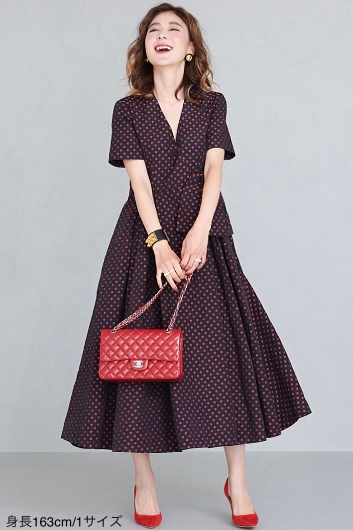 (美品) OBLI 、ドットグログランワンピース、1サイズ obliM】別注ドットグログランワンピース size1