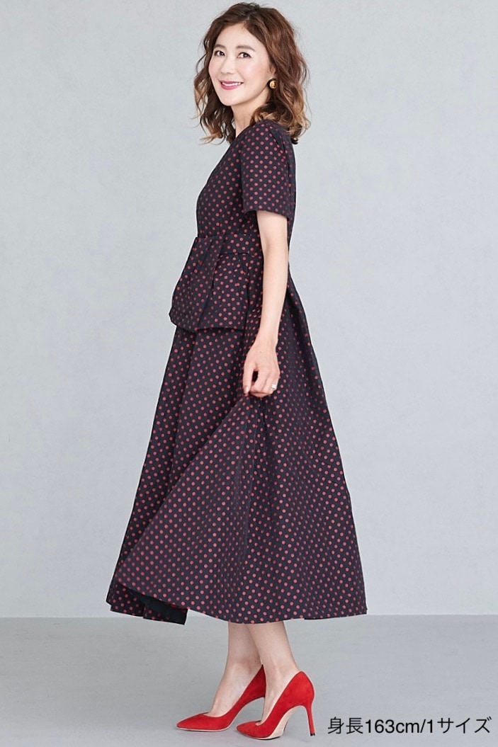 (美品) OBLI 、ドットグログランワンピース、1サイズ obliM】別注ドットグログランワンピース size1