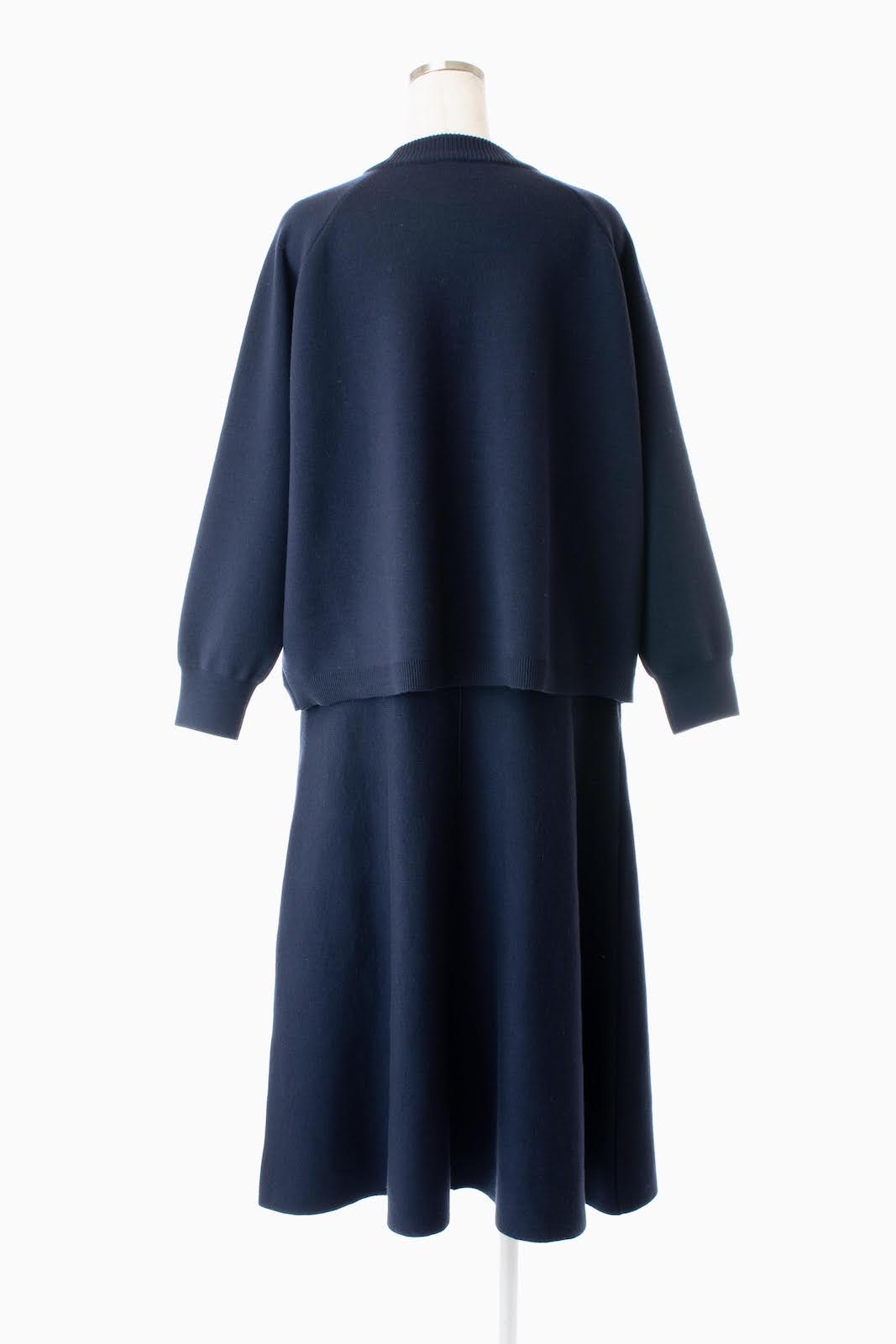 ウールクルーネックニット/ネイビー | TOPS | OBLI