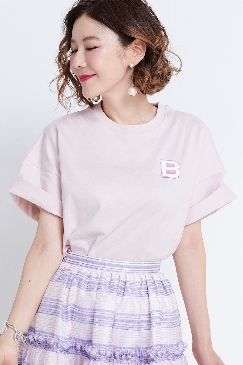 OBLI ロゴワッペンTシャツ　ピンク　ワッペン ロゴワッペンTシャツ/ピンク | TOPS | OBLI