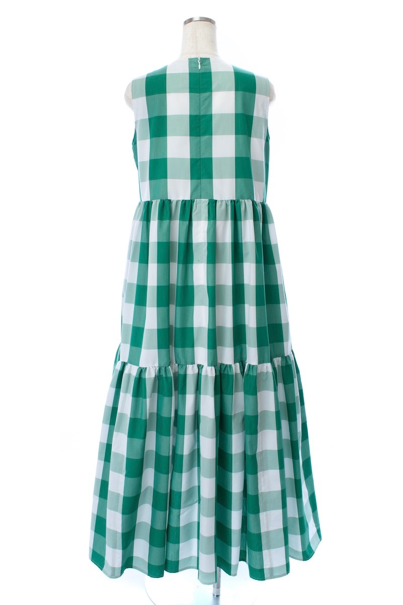 ブロックチェックティアードワンピース/グリーン【残り2点】 | DRESS 