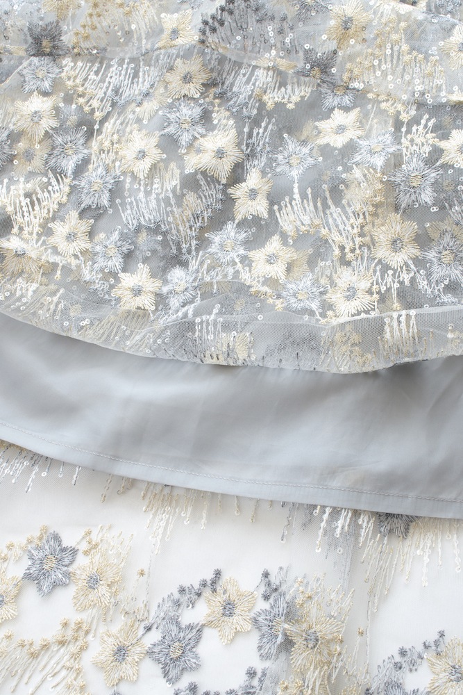 スパンコールチュールスカート/シルバー