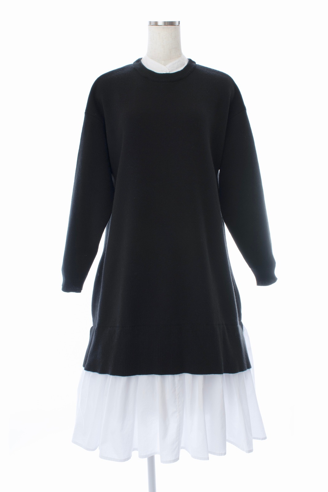 シャツドッキングギャザーワンピース/ブラック | DRESS | OBLI