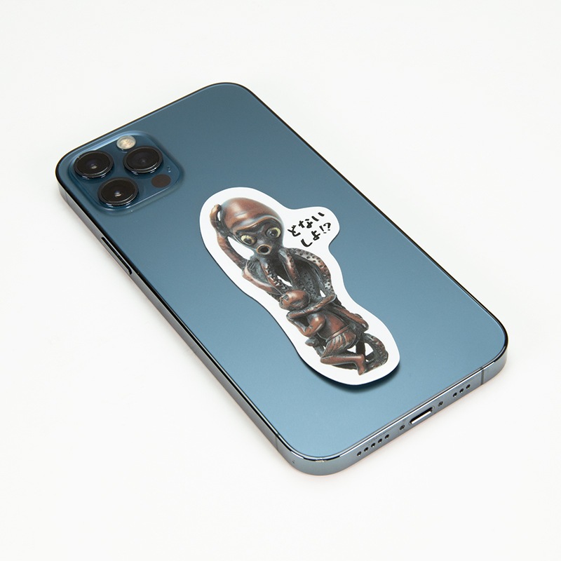 おしゃべりステッカー：大蛸形彫根付