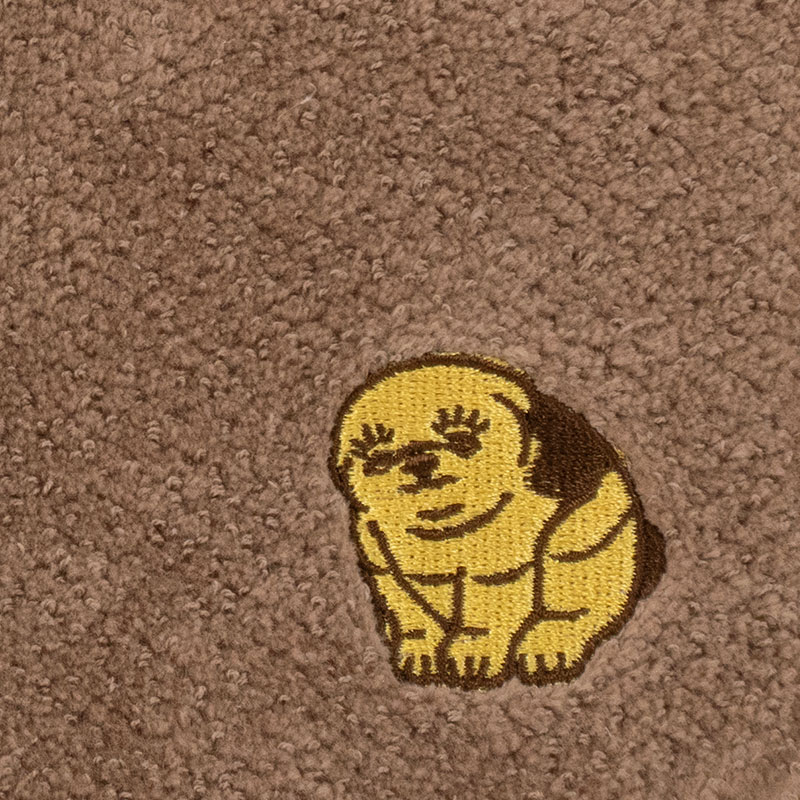 刺繍タオルハンカチ（ブラウン）：蒔絵子犬形香合