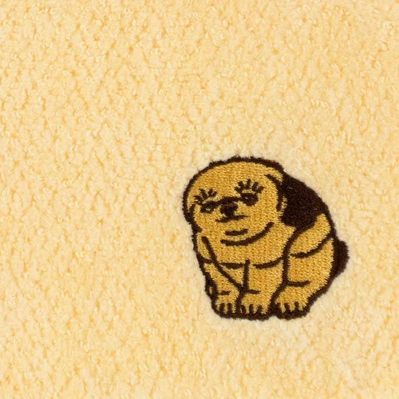 刺繍タオルハンカチ（イエロー）：蒔絵子犬形香合