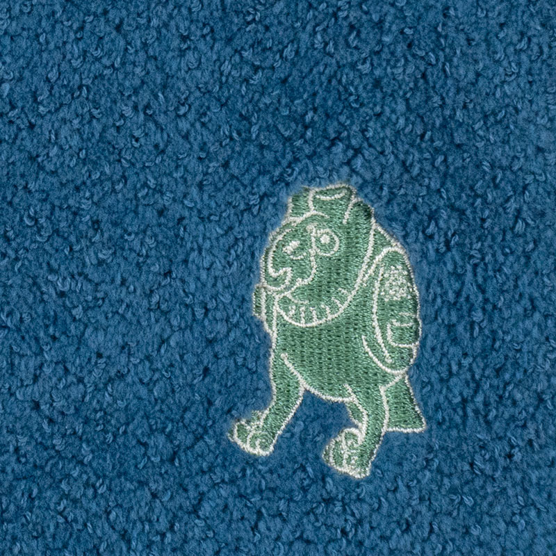 刺繍タオルハンカチ（ブルー）：青銅 鴟きょう形水滴