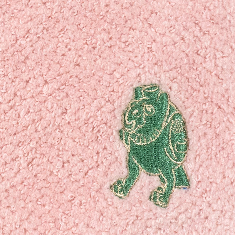 刺繍タオルハンカチ（ピンク）：青銅 鴟きょう形水滴