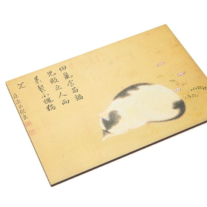 ウッドポストカード:原在正《猫図》