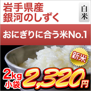 新米 岩手県産 銀河のしずく 白米 ＜デビューして7年連続特A評価＞ 2kg