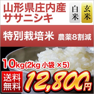 山形県庄内産 ササニシキ 10kg(2kg×5袋)【白米・玄米】【特別栽培米