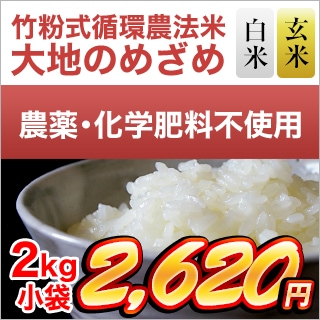 竹粉式循環農法米 大地のめざめ（熊本産 ヒノヒカリ） 2kg【白米・玄米