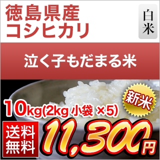 新米 徳島県産 泣く子もだまる米（コシヒカリ） 白米 10kg(2kg×5袋