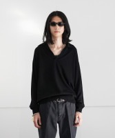AURALEE SUPER FINE CASHMERE SILK SKIPPER POLO "BLACK"