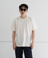 AURALEE HARD TWIST COTTON CASHMERE TEE "WHITE"