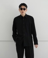 AURALEE HARD TWIST WOOL VIYELLA SHIRT "BLACK"