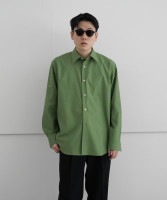 AURALEE WASHED FINX TWILL SHIRT "GREEN"