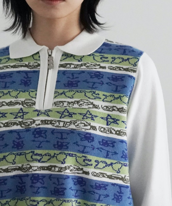 TTT MSW 23SS Graffiti knit polo XL | housecleaningmadison.com