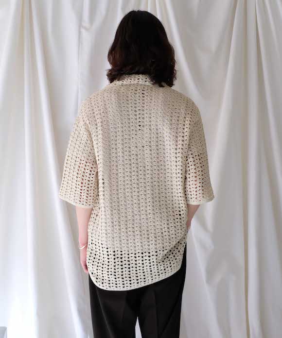 auralee HAND CROCHET COTTON KNIT SHIRTS | angeloawards.com