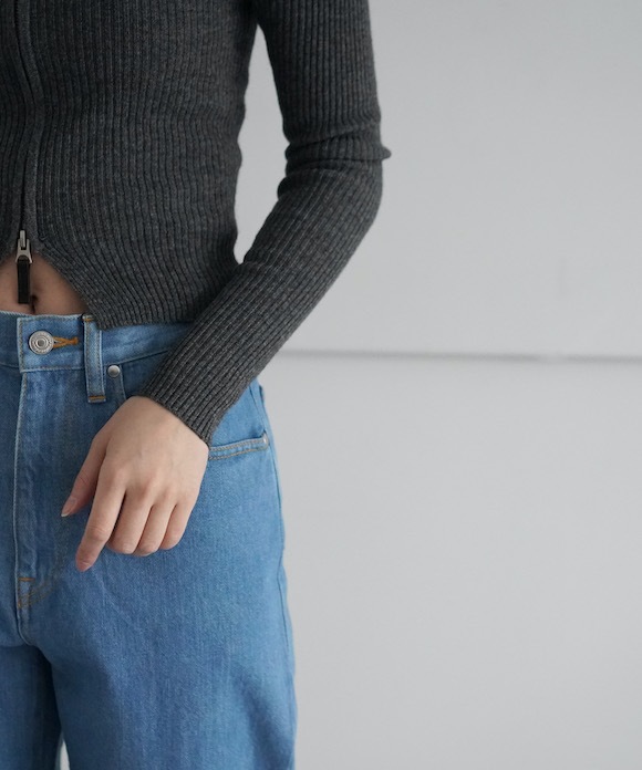 SOLD OUT】FAX COPY EXPRESS Tight Ribbed-knit Zipper Cardigan