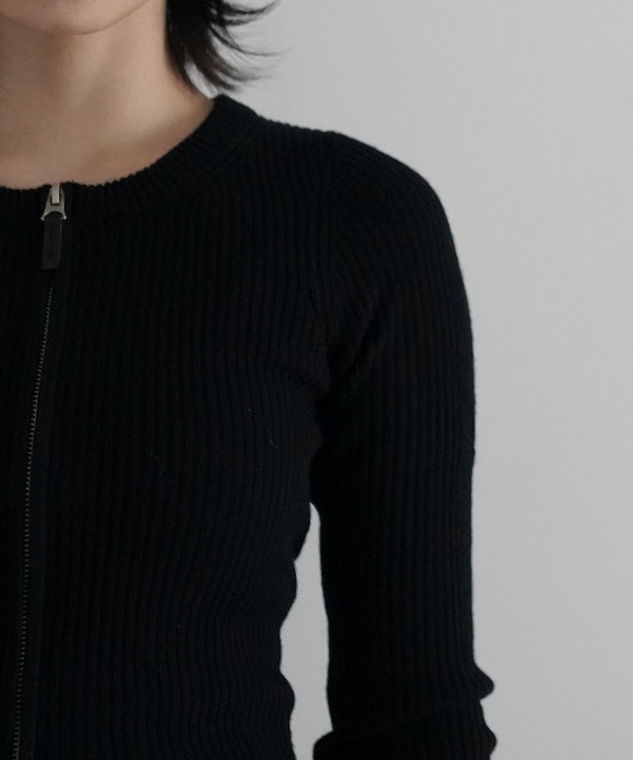 SOLD OUT】FAX COPY EXPRESS Tight Ribbed-knit Zipper Cardigan