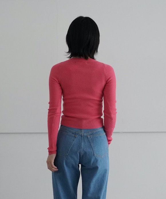 SOLD OUT】FAX COPY EXPRESS Tight Ribbed-knit Zipper Cardigan