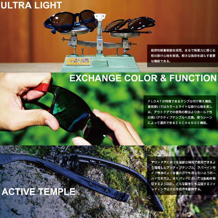 フロート VEGA BROWN+ACTIVE TEMPLE BROWN FLOAT013 偏光サングラス