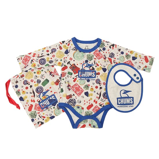 チャムス ベビーパターンドロングスリーブギフトセット CH27-1040 キッズ/子供用 ロンパース スタイ Baby Patterned L/S Gift Set ※先行クリアランス【返品交換不可】