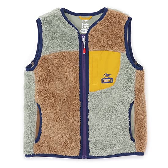 チャムス キッズボンディングフリースノーカラーベスト CH24-1073 キッズ/子供用 ベスト Kids Bonding Fleece No Collar Vest ※先行クリアランス【返品交換不可】