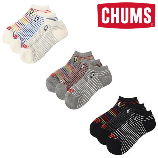 チャムス 3Pブービーボーダーアンクルソックス CH06-1141 ユニセックス/男女兼用 靴下 3足組 3P Booby Border Ankle Socks 2026年春夏新作