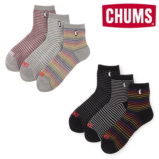 チャムス 3Pブービーボーダークルーソックス CH06-1157 ユニセックス/男女兼用 靴下 3P Booby Border Crew Socks 2026年秋冬新作