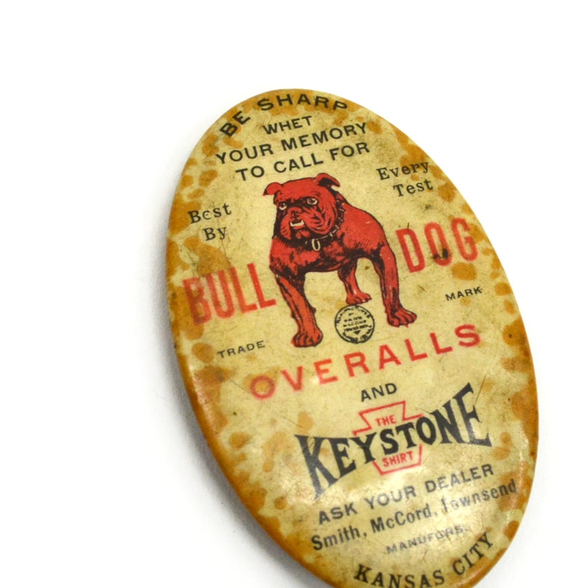 ～1940's BULLDOG OVERALLS Advertising Knife Sharpener ...