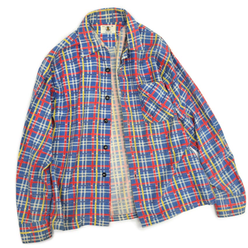 50's BLUEBELL ブルーベル 縦ベル 刺繍タグ プリント フランネルシャツ ...