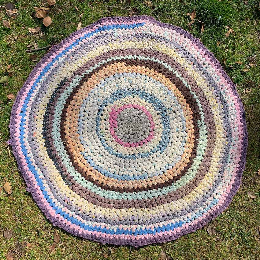 Old American Circle Braided Rug Handmade ... 大 118cm