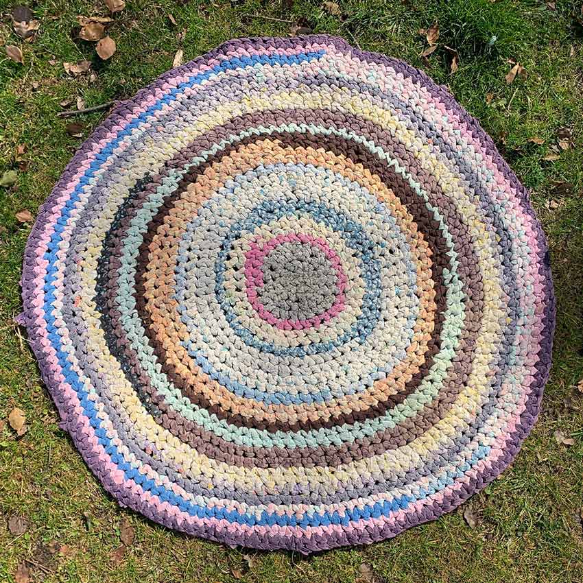 Old American Circle Braided Rug Handmade ... 大 118cm