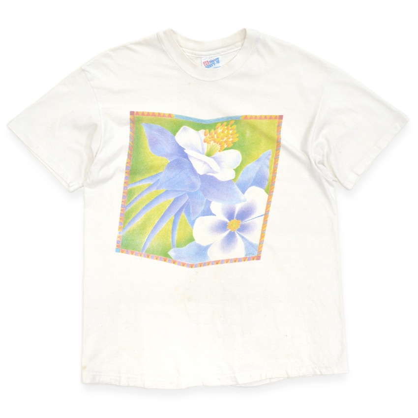 1990's Hanes BEEFY-T BOTANICAL ART T-SHIRT ... L