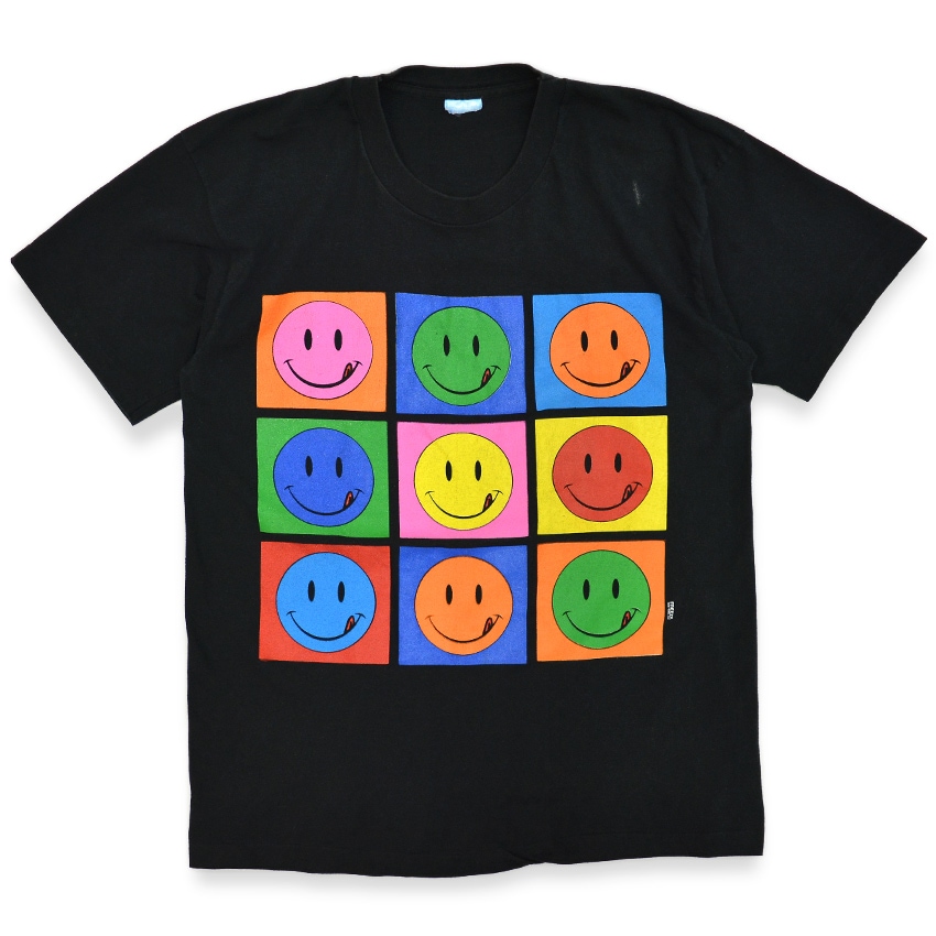 1990's SMILEY FACE Andy Warhol PRINT T-SHIRT ... L