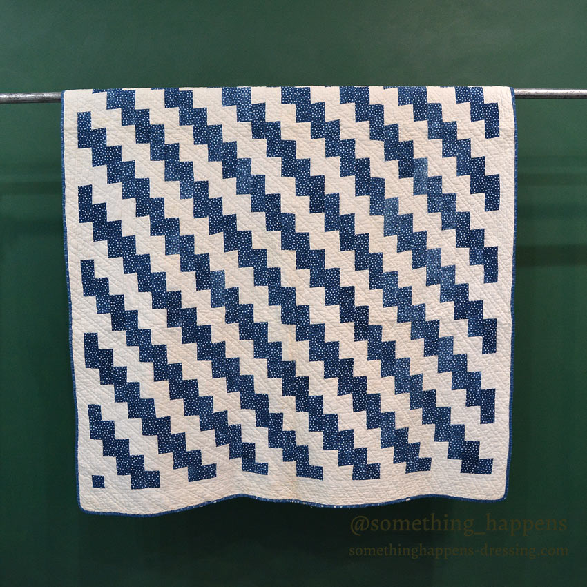 ANTIQUE LIGHTNING STREAK ZIG ZAG INDIGO STAR CALICO PATCHWORK QUILT ... 195cm/120cm