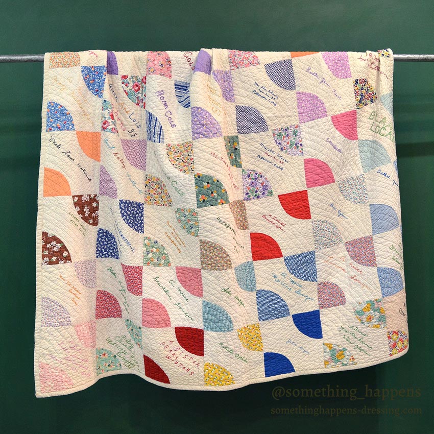 '1936 to '1938 SIGNATURES EMBROIDERY FRIENDSHIP PATCHWORK QUILT ... 181cm/163cm