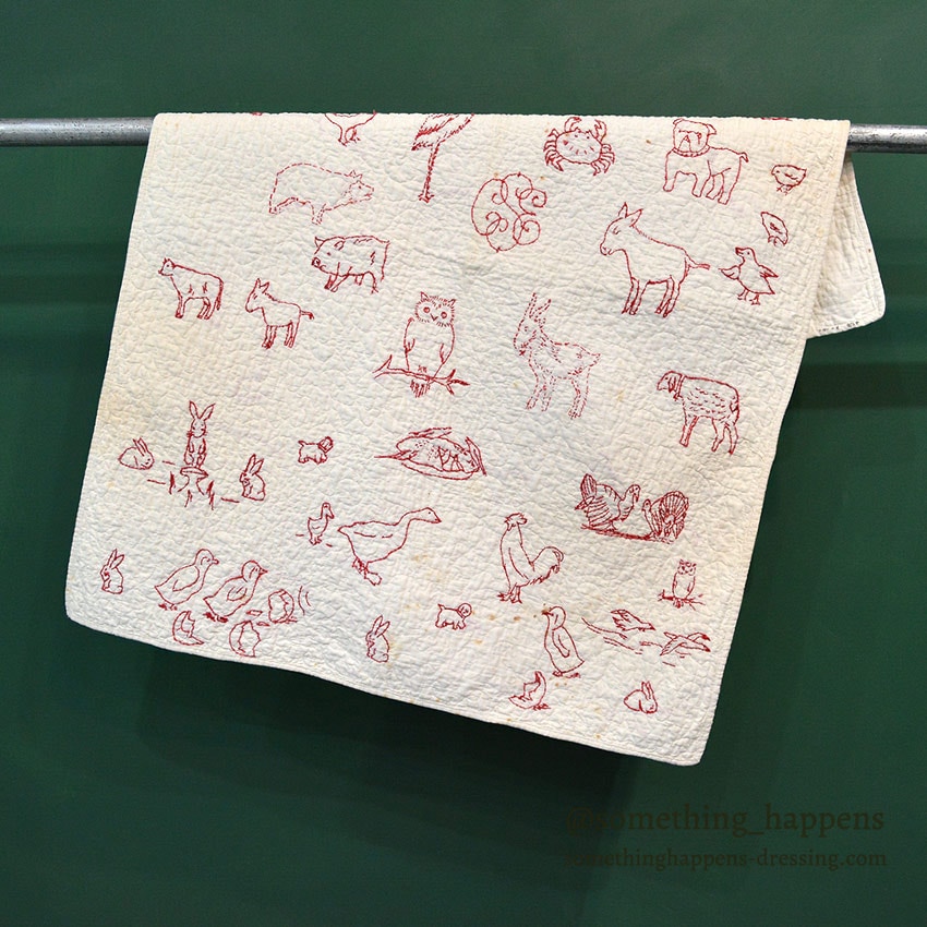 REDWORK HAND EMBROIDERY PATTERN BABY QUILT ... 85cm/64cm