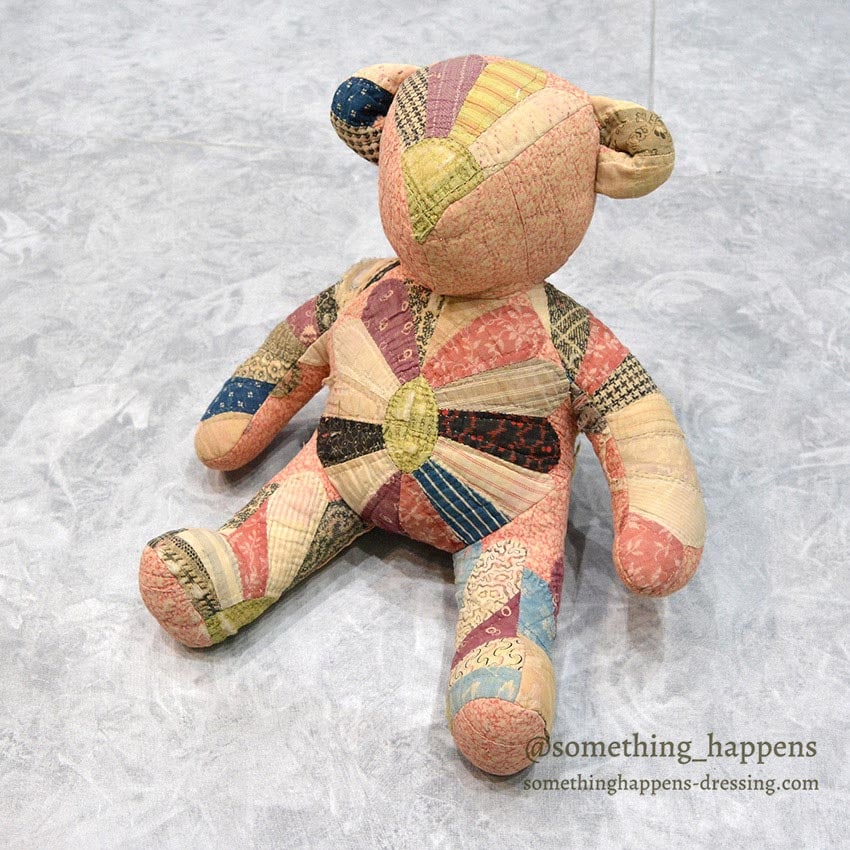 ANTIQUE CALICO PATCHWORK QUILTED TEDDY BEAR  ...